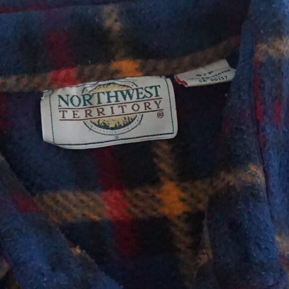 Vintage Northwest Territory Navy Maroon Plaid Fleece Button Up Thick Sweater S - Picture 10 of 10